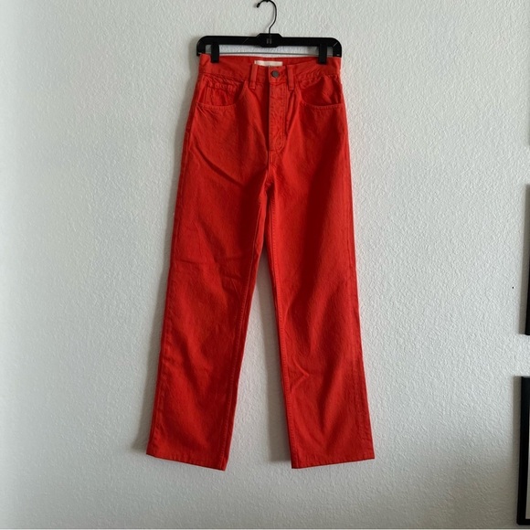 Mara Hoffman Georgina Straight Leg High Waist Jeans – Red Orange, Size 00 - Picture 5 of 8